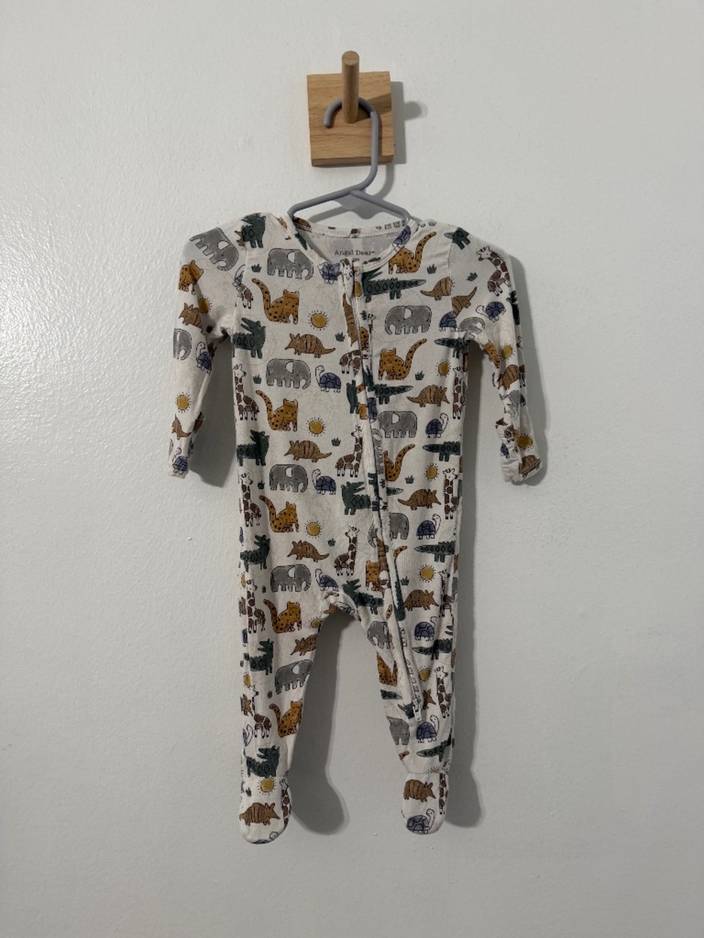 Angel Dear Animal Print Zipper Footie 3-6 Month Viscose Bamboo